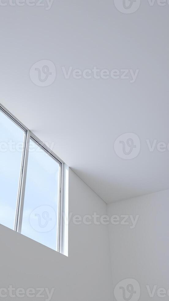 white room with a diagonal ceiling a window photo