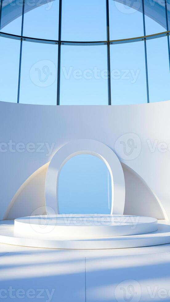 circular platform a white room photo
