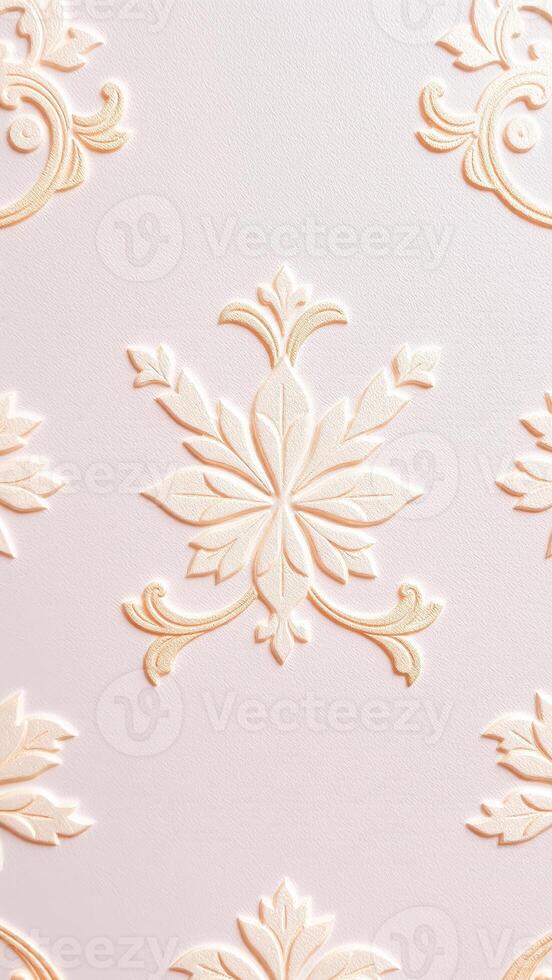 light pink wall adorned with delicate cream-colored floral photo