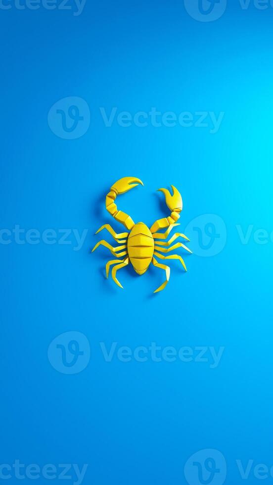 geometric paper scorpion on a blue background photo