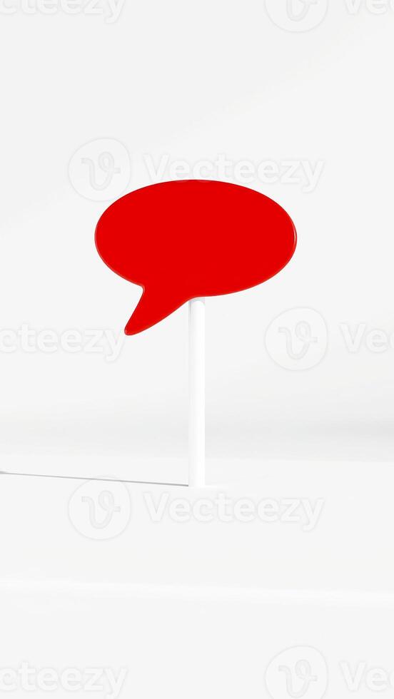red speech bubble stands on a white background photo