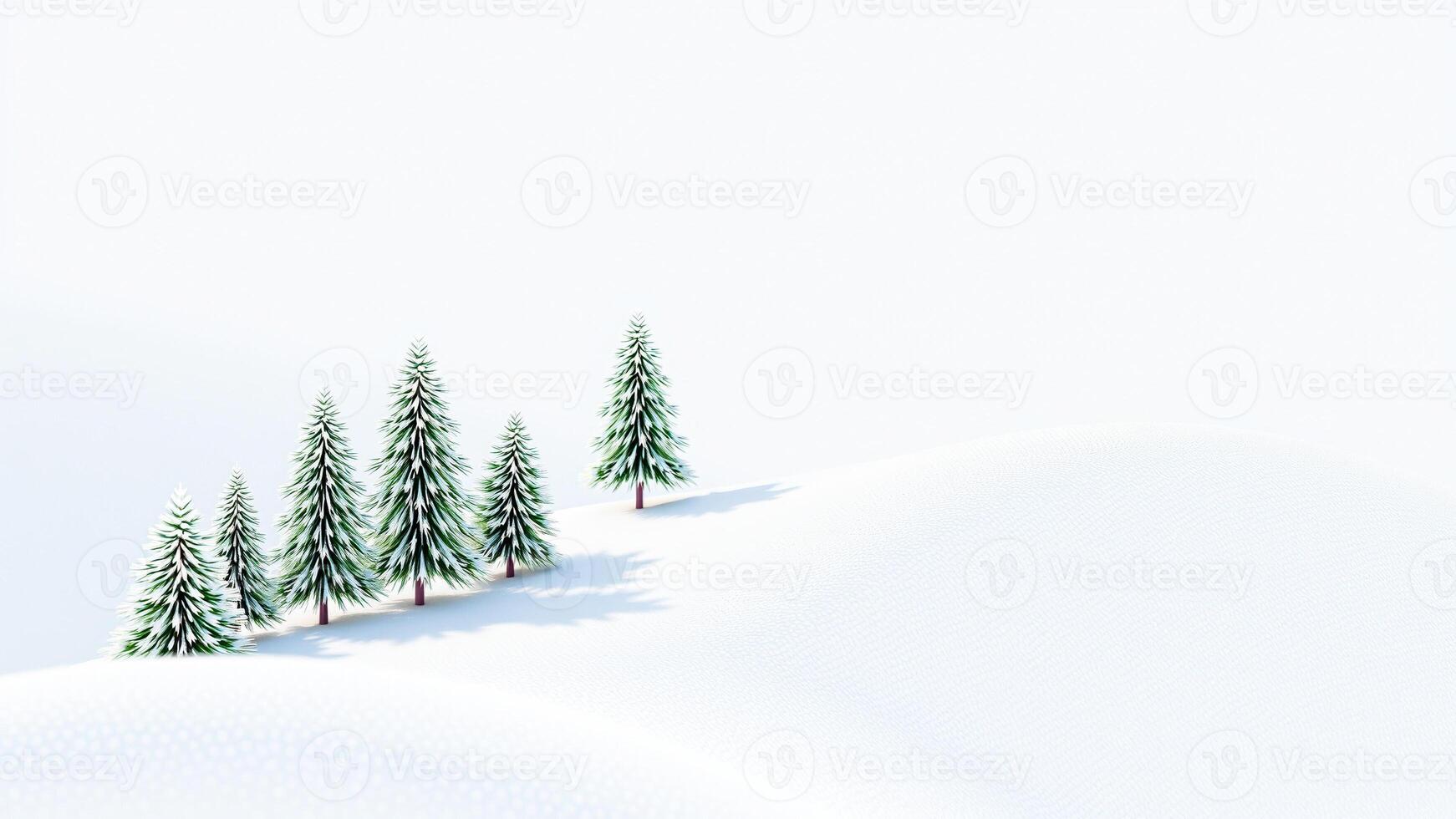 five small pine trees a snowy wonderland photo