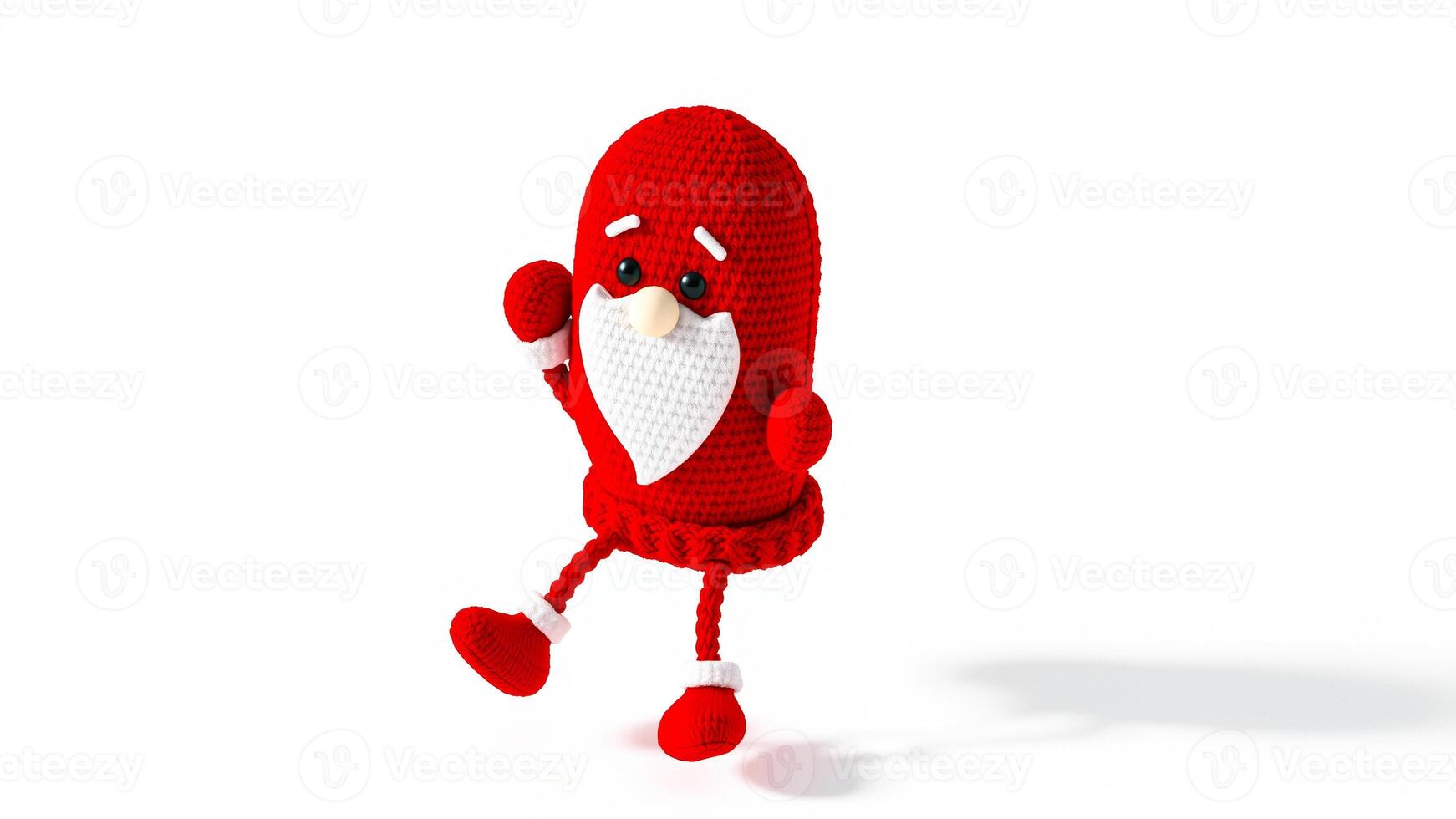 cheerful red knitted toy photo