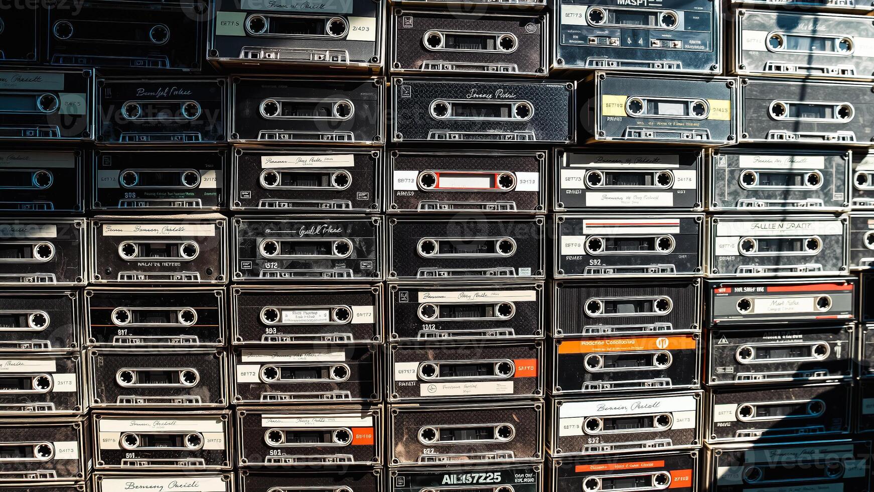wall vintage cassette tapes photo