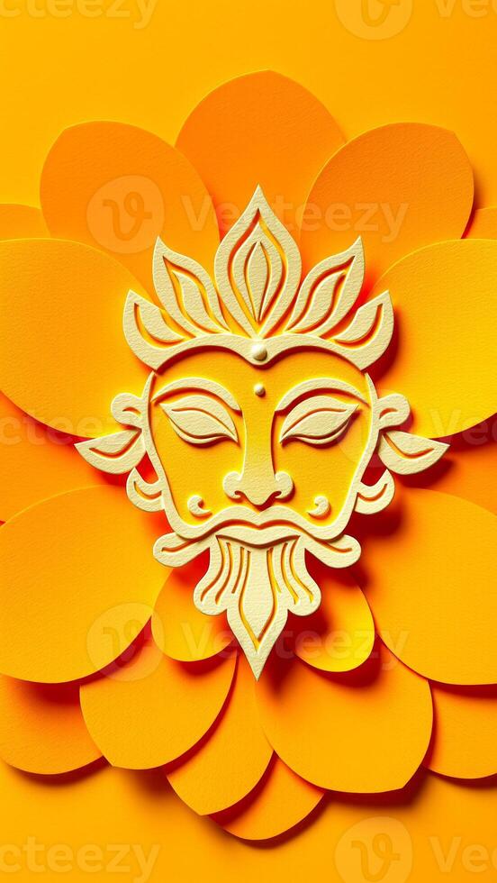 golden face design on an background photo
