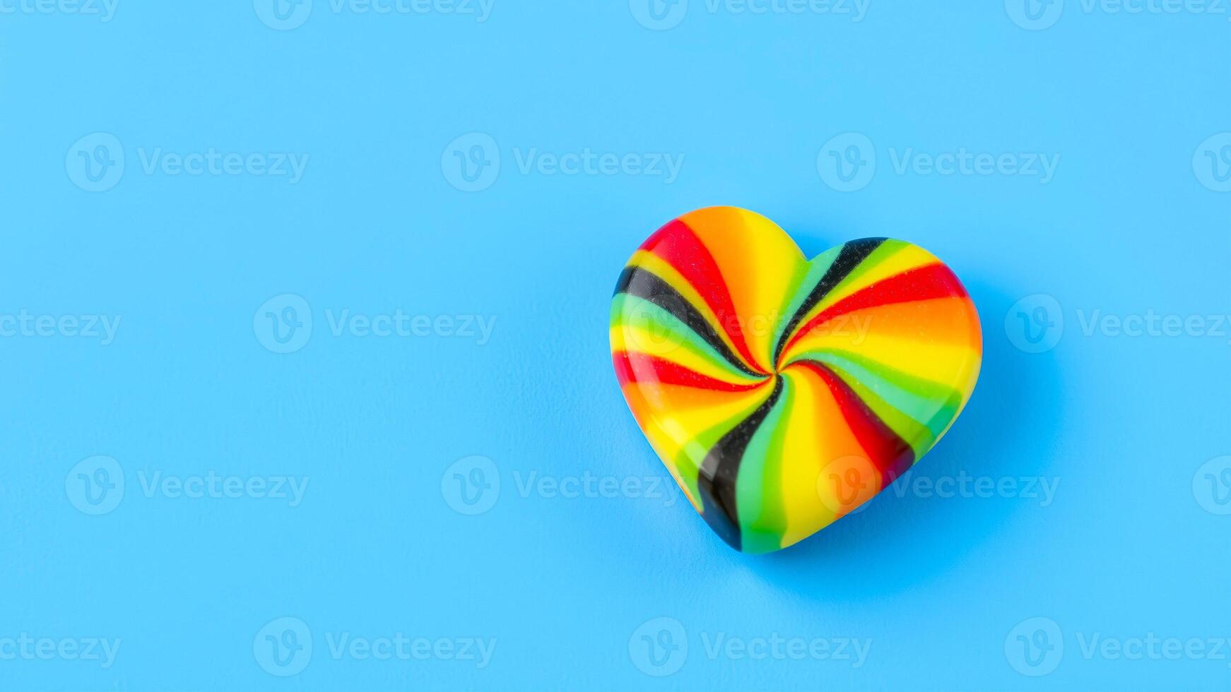 swirled heart-shaped candy on a blue background photo