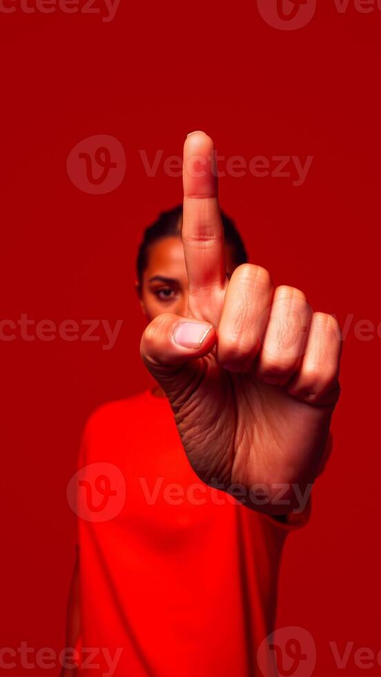 person's hand pointing upwards photo