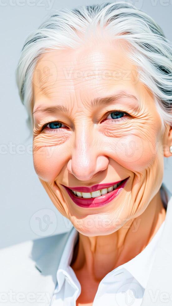 close- portrait a smiling senior woman photo