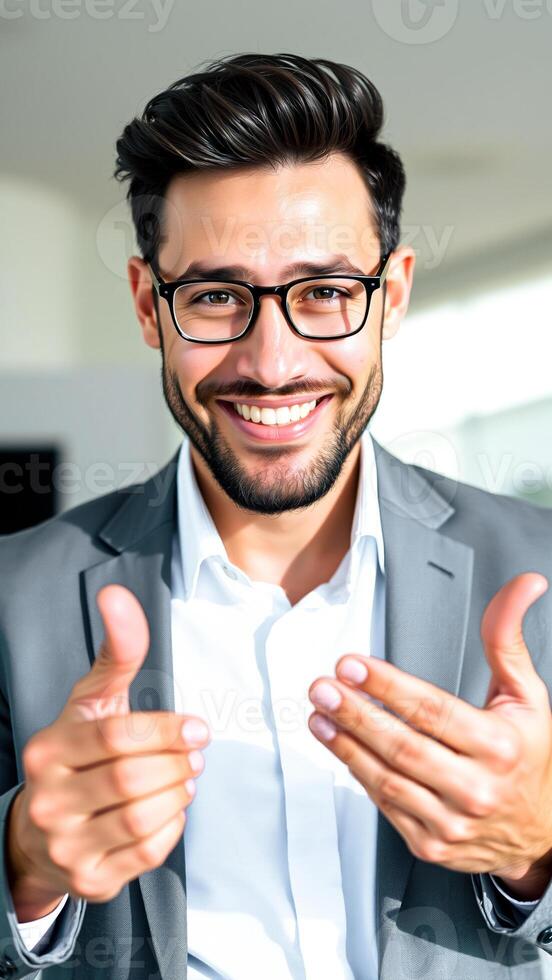 welcoming man smiles a professional portrait photo