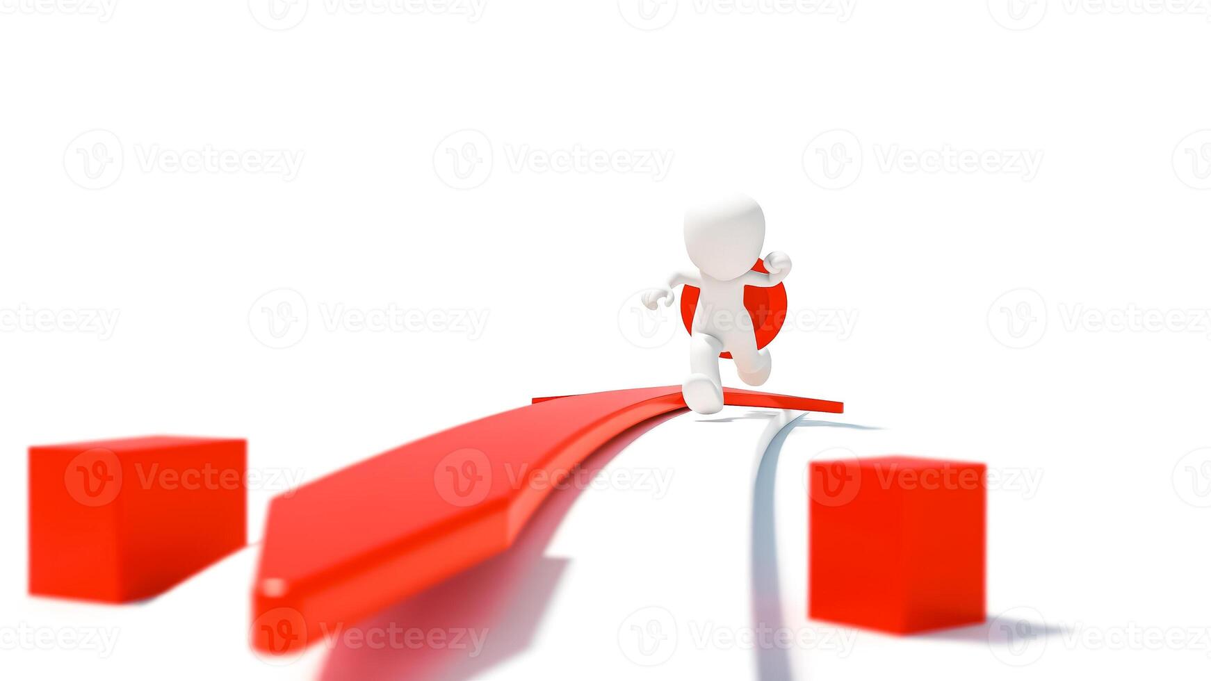 white figure running on an upward red arrow photo