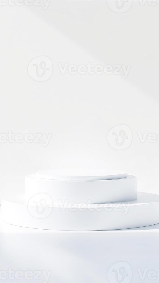 minimalist white platforms product display photo