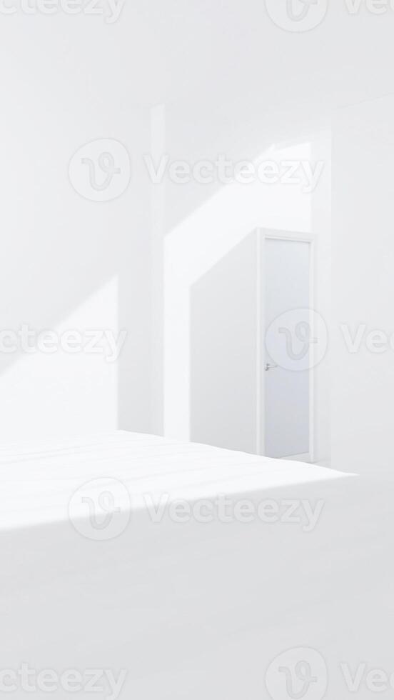 closed white door at the end a hallway photo