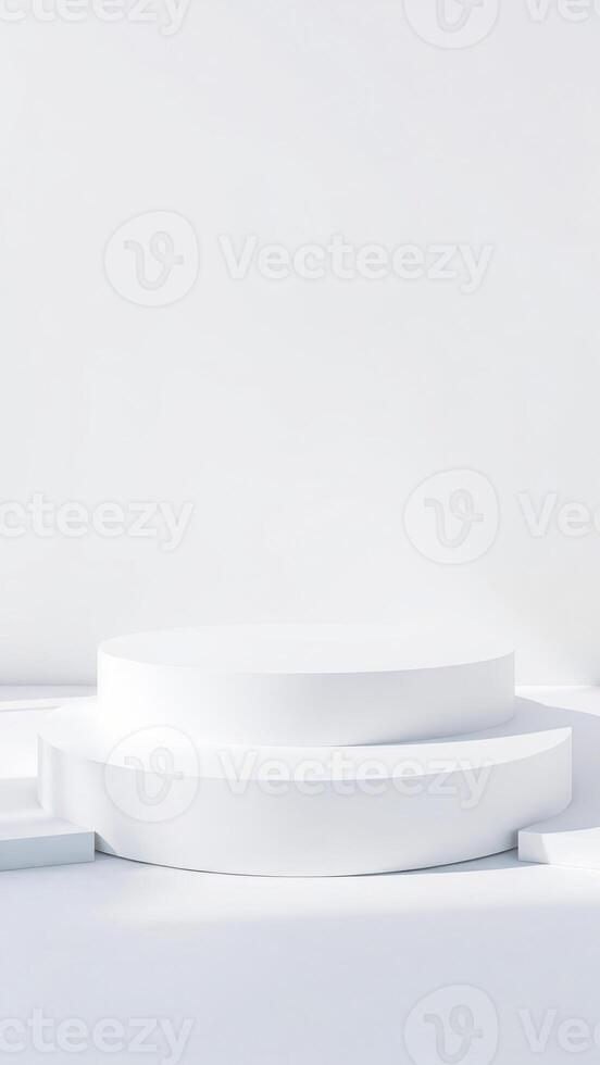 minimalist white platform with subtle lighting photo