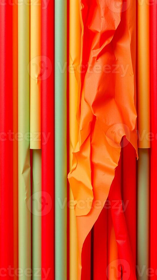 abstract composition rolled crumpled paper vibrant hues photo
