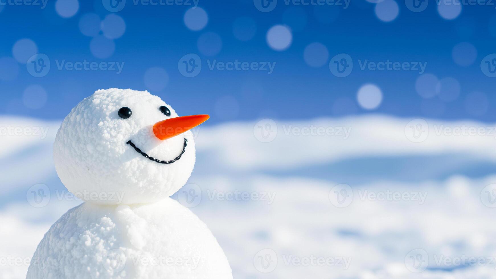 smiling snowman under a winter sky photo