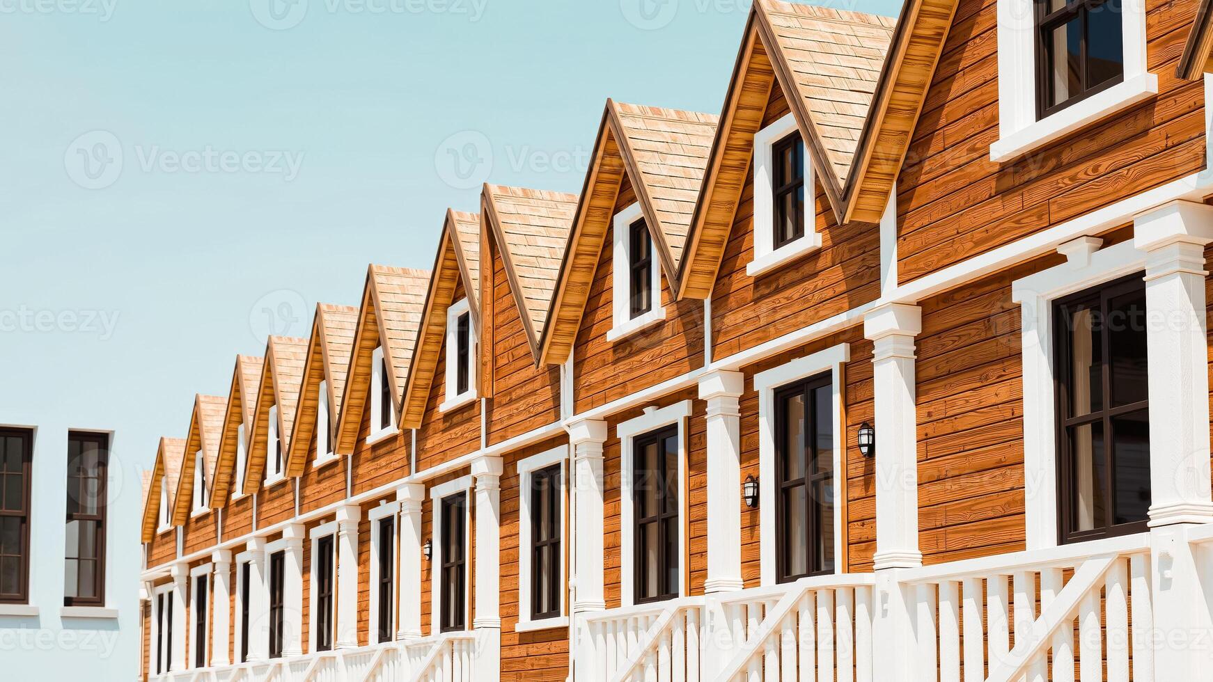 row houses with triangular rooflines dormer windows photo