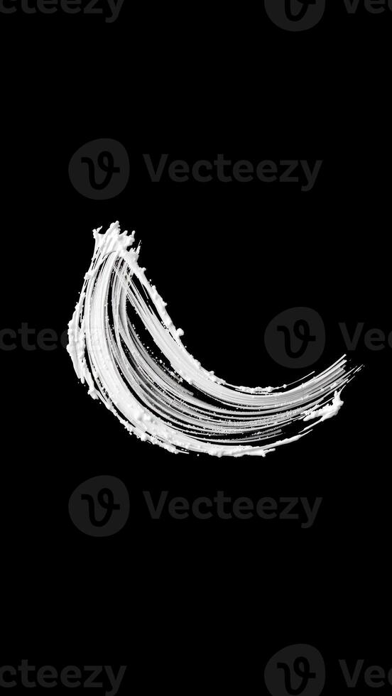 white brush stroke on black background photo