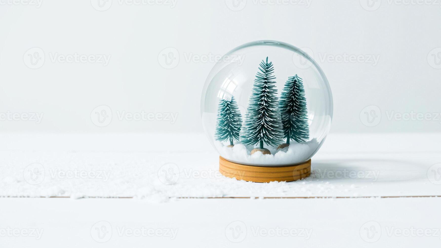 miniature pine trees encased a clear glass globe photo