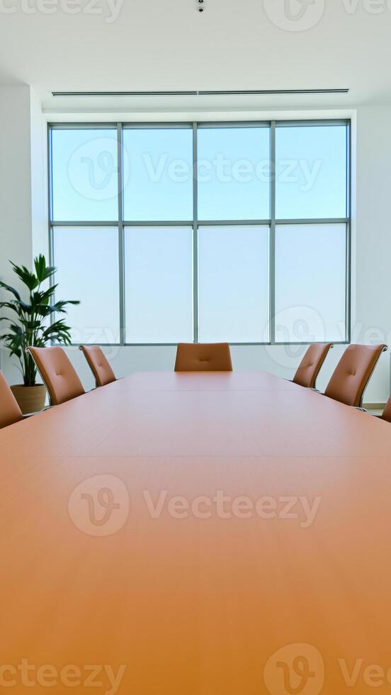 empty conference room with large window photo