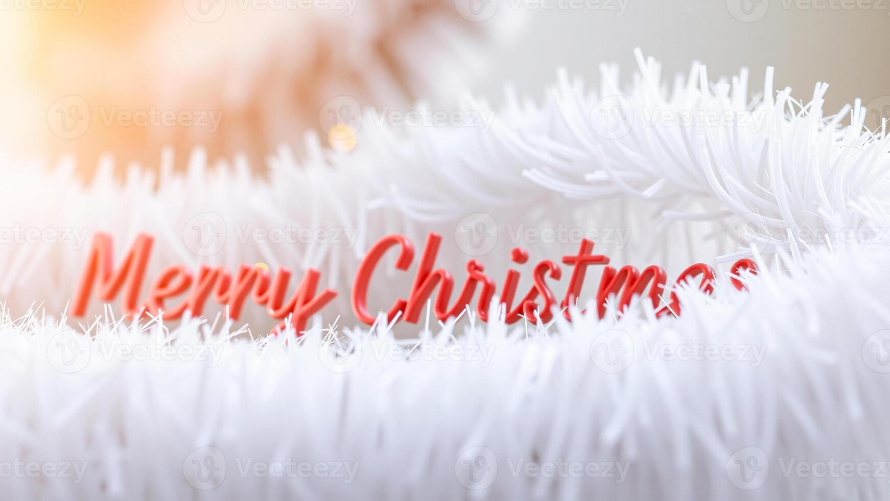 red 'merry christmas' words on white fluffy surface photo