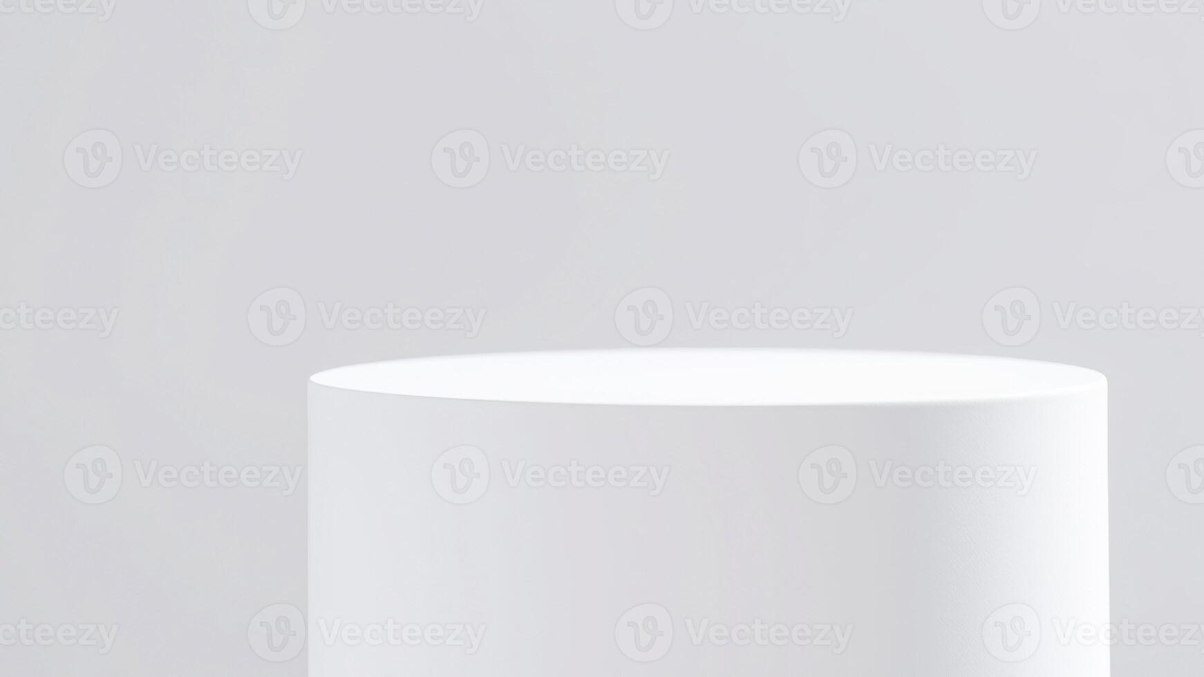 white cylinder platform against a white background photo