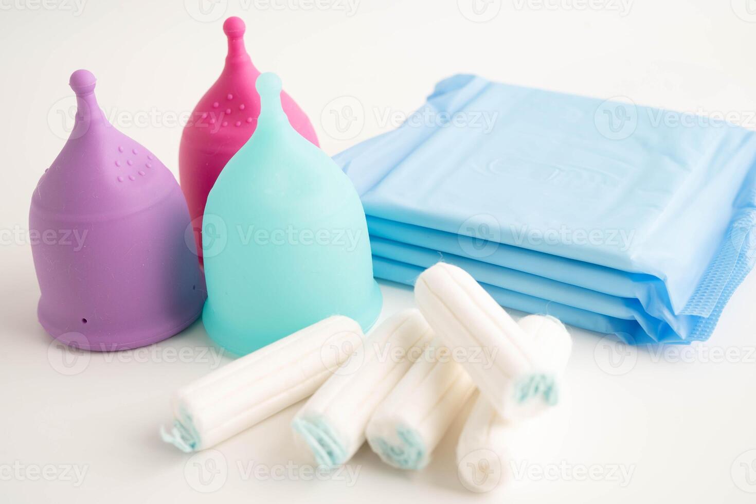 Sanitary hygiene set for women menstrual period cycle protection. photo