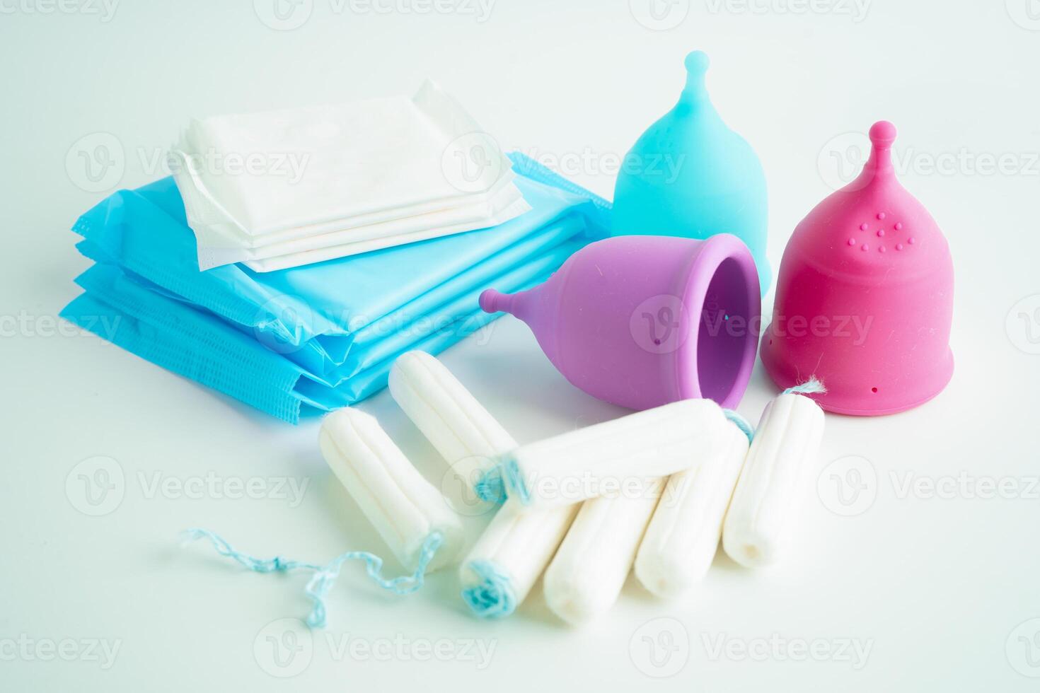 Sanitary hygiene set for women menstrual period cycle protection. photo