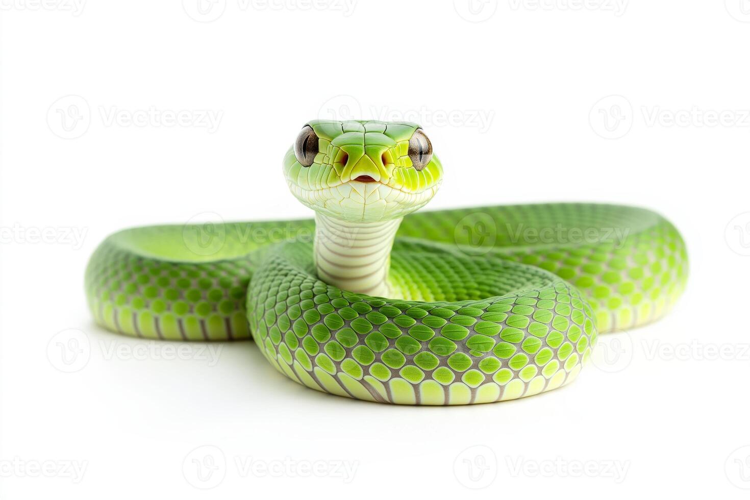 Close up of a green, non venomous snake photo
