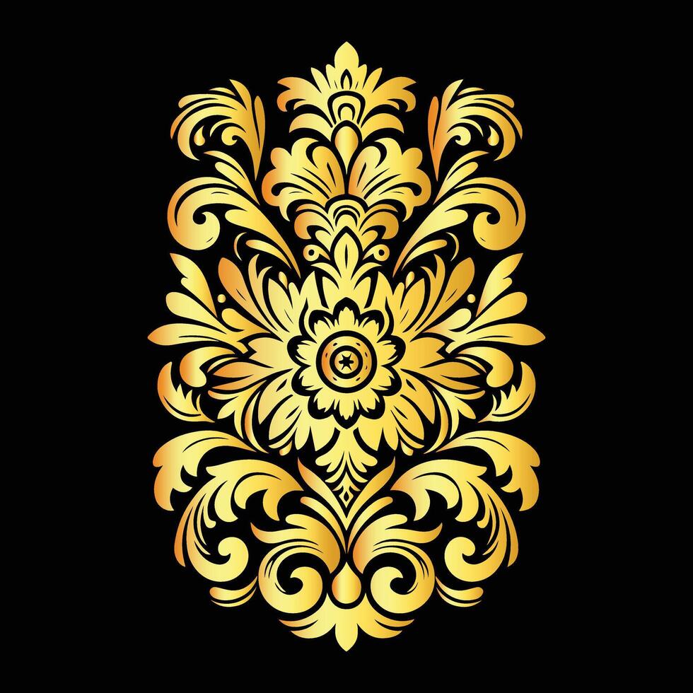 Golden floral pattern on black background vector