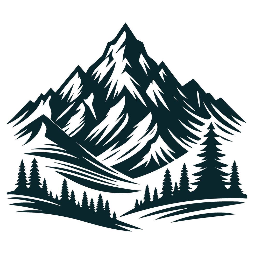 Mountain landscape with trees and mountains illustration vector