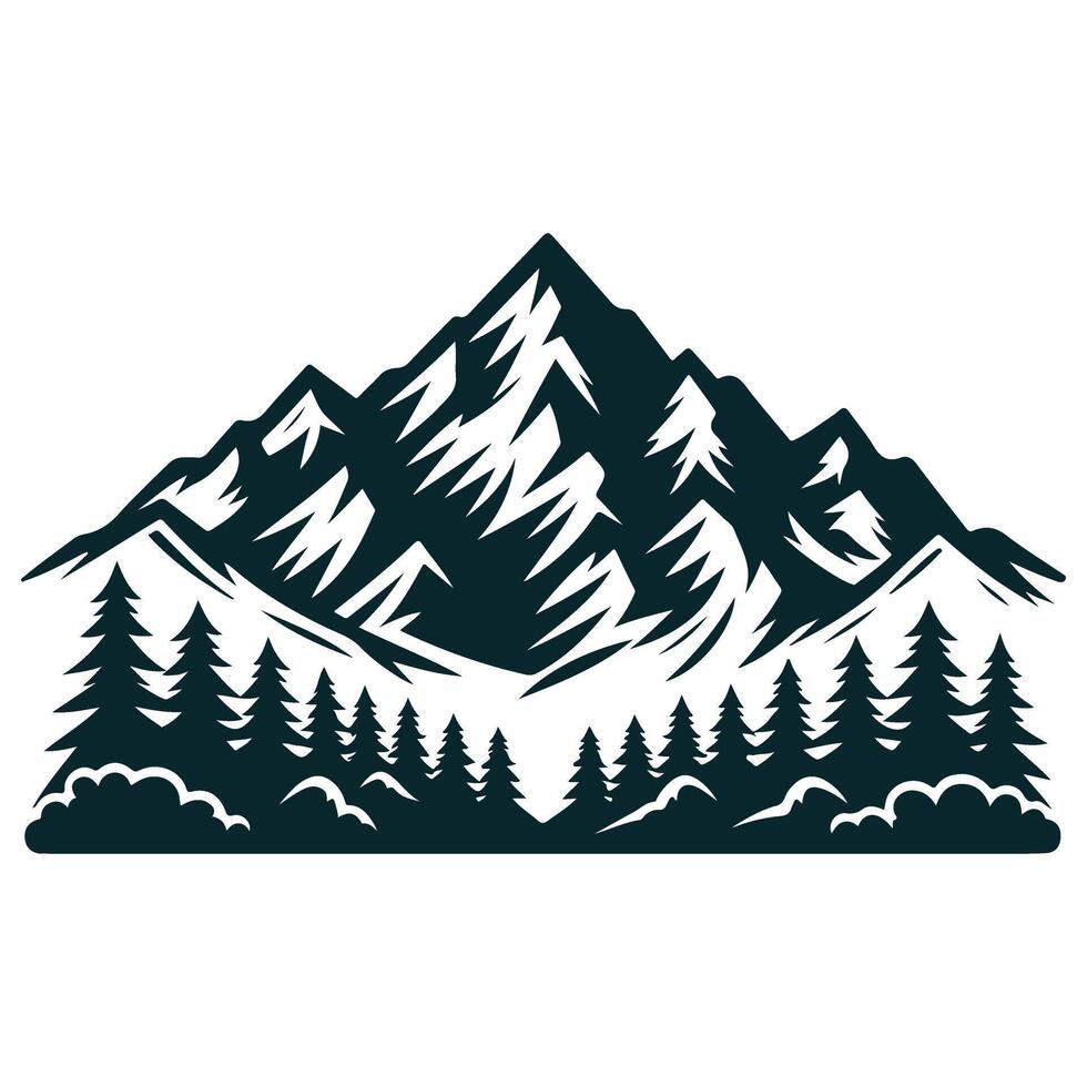 Mountain landscape with trees and mountains illustration vector