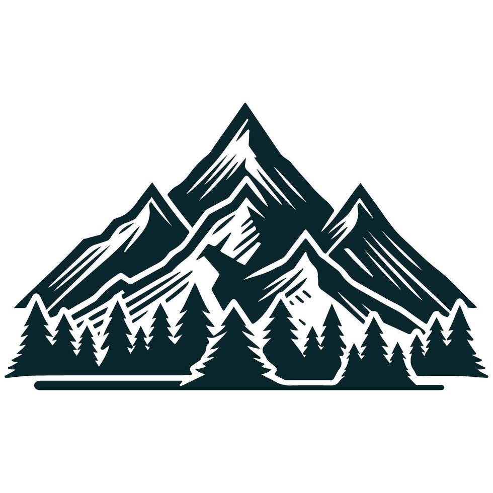 Mountain landscape with trees and mountains illustration vector