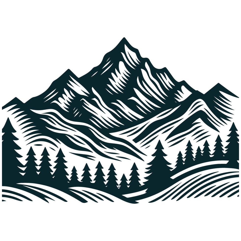 Mountain landscape with trees and mountains illustration vector
