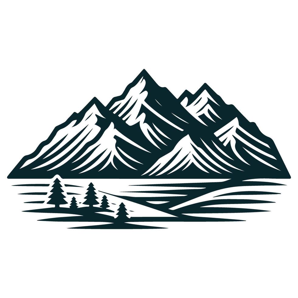 Mountains and lake illustration vector