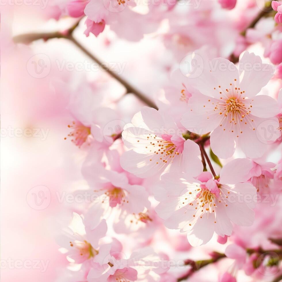 A close up of a cherry blossom tree photo