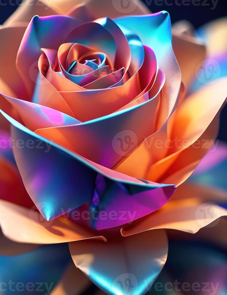 A rose with a rainbow colored petals photo