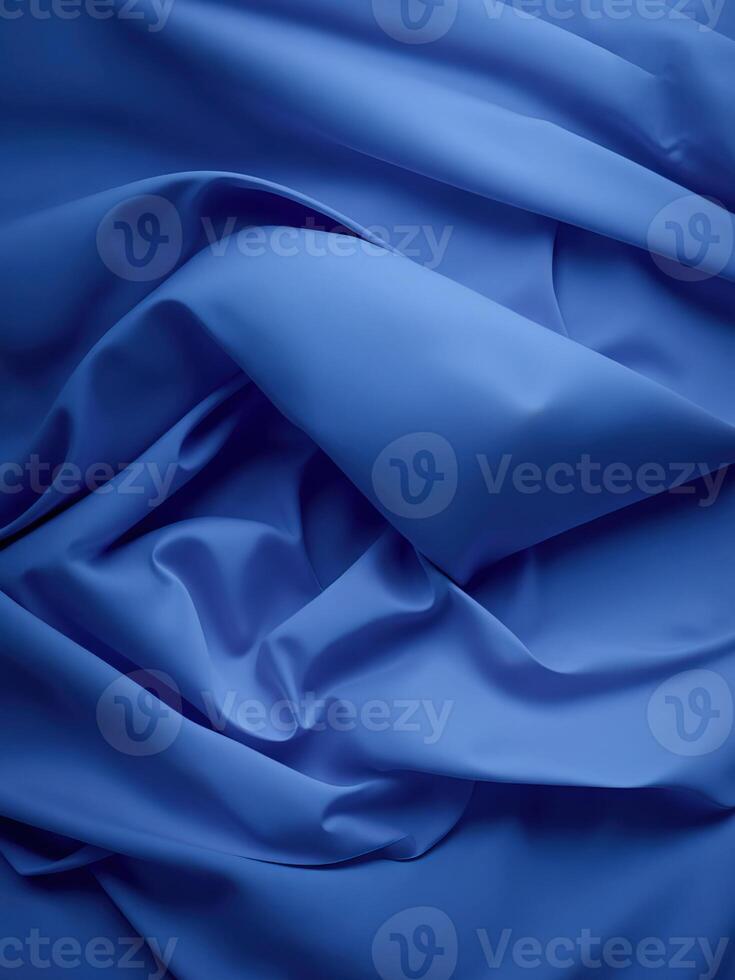 A blue fabric with folds and folds photo