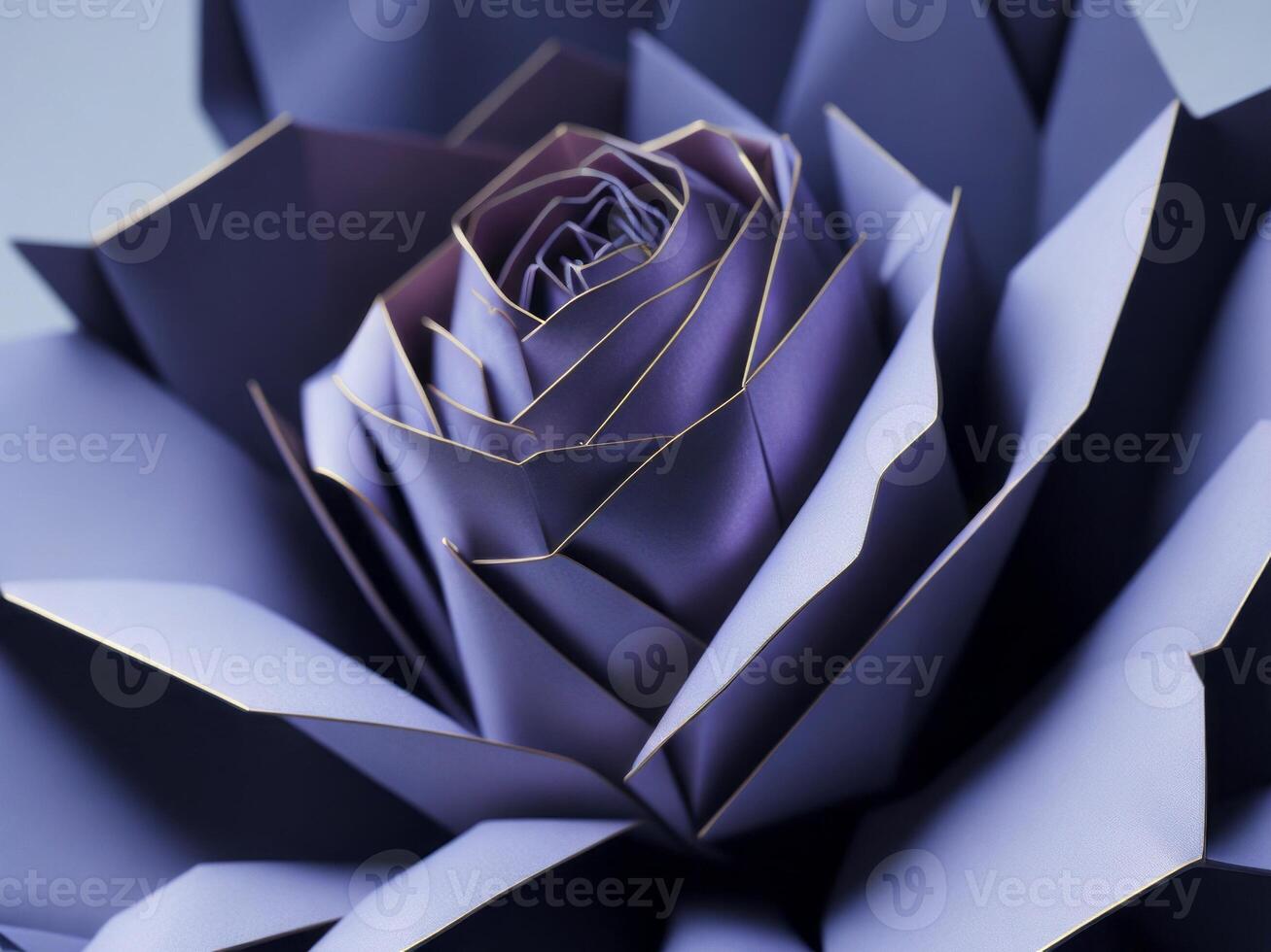 A close up of a purple flower with gold leaves photo