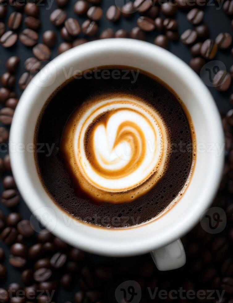 A cup of coffee with a swirl in the middle photo