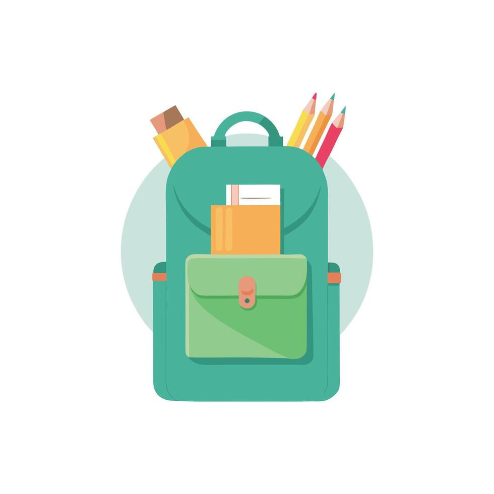 Backpack with school supplies and pencils vector