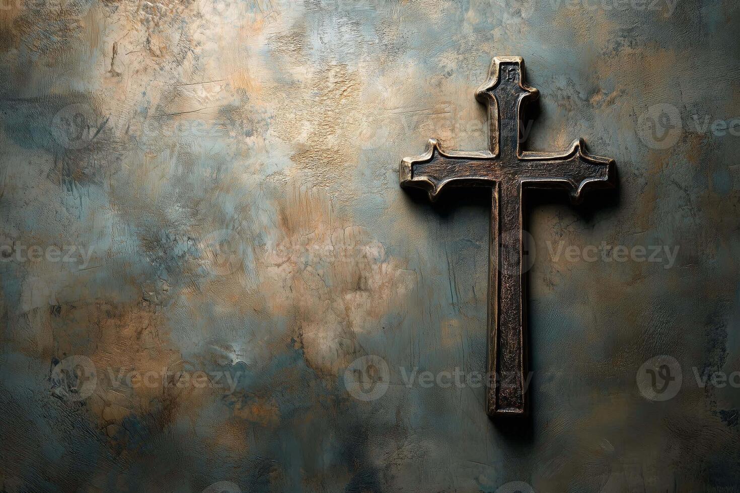 Cross against textured background, religious symbol photo