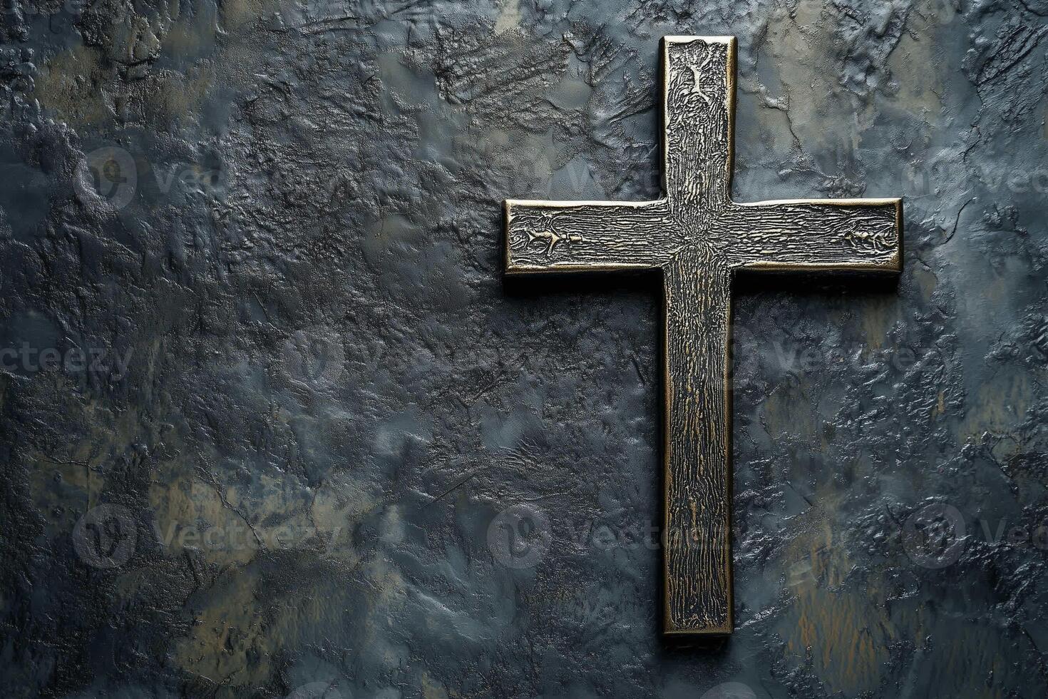 Cross against textured background, religious symbol photo