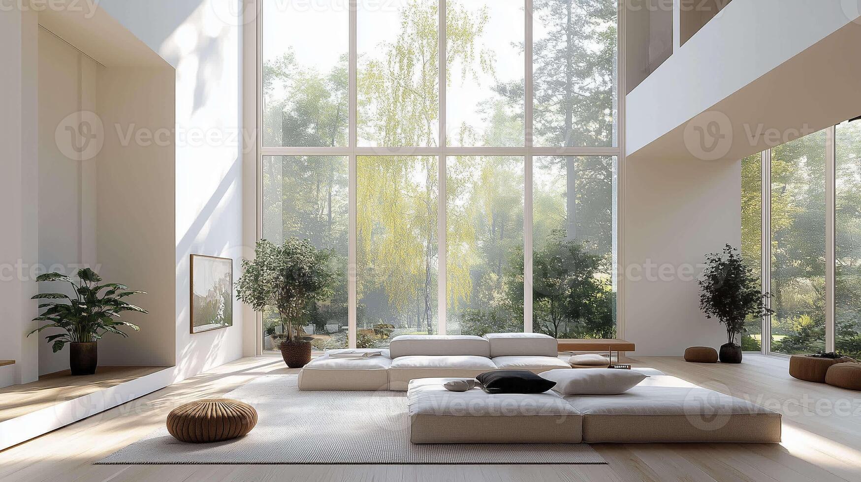 Scandinavian decor with large windows and minimalist touches photo