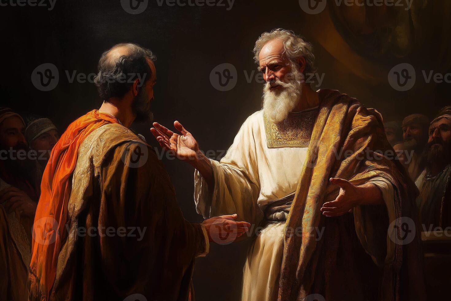 Melchizedek blessing Abraham, Old Testament scene photo