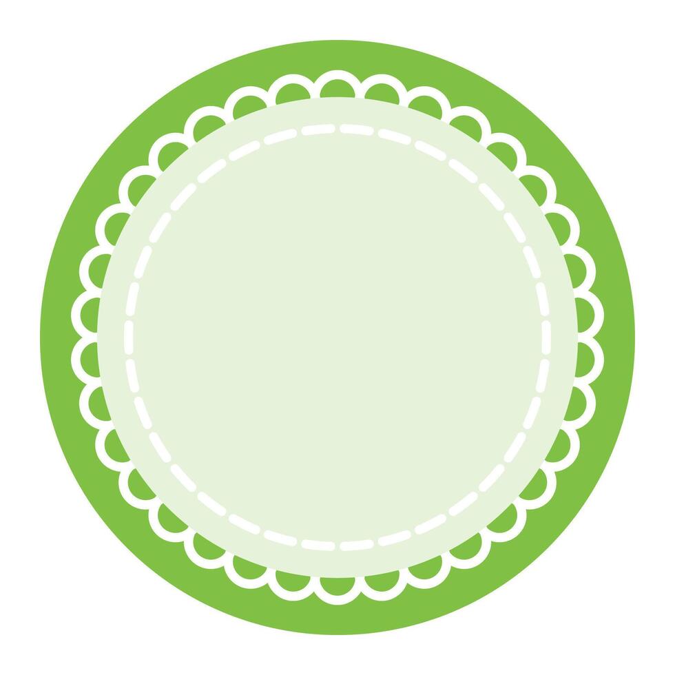 Blank Round Frame with Green Border and Scalloped Edge vector