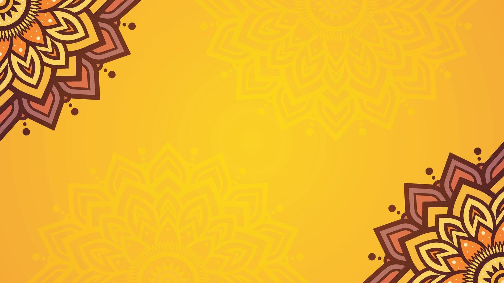 Ornate Floral Mandala Design on Vibrant Yellow Background with Warm Tones and Decorative Elements vector