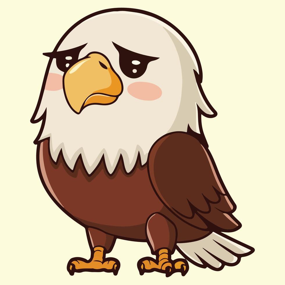 Upset A Cute Eagle Bird Cartoon Icon vector
