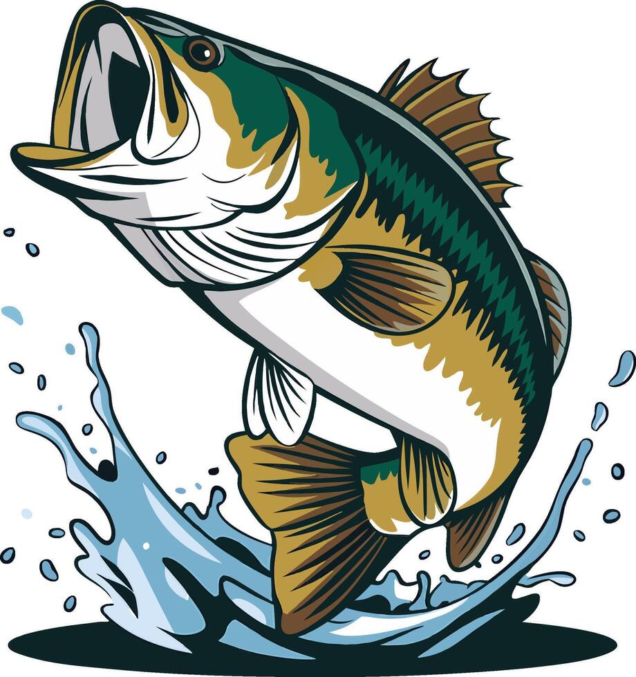 Big bass fish design set illustration A big fish silhouette . vector