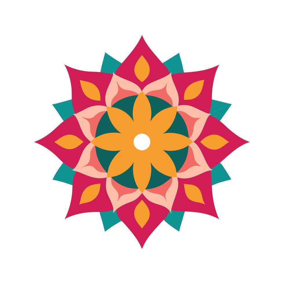 Symmetrical Mandala Art in Bold Color vector
