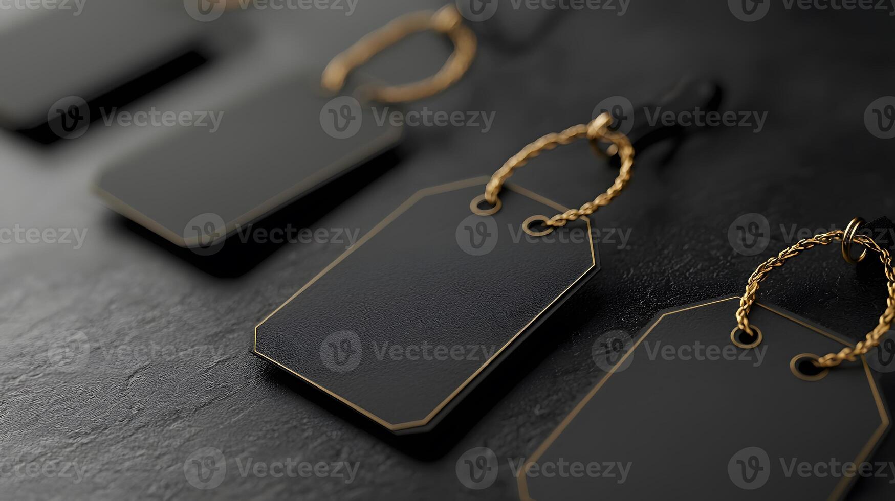 Blank tags on dark surface. Black Friday shopping marketing promotions and holiday sale offers photo